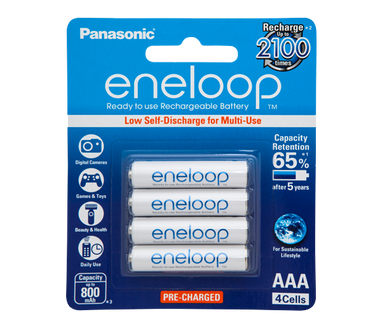 Panasonic Eneloop AAA Rechargeable Batteries (800mAh, 4 Pack)