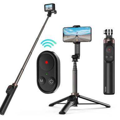 TELESIN Adjustable Selfie Stick Tripod with Bluetooth Remote Control