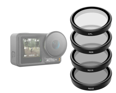 Telesin 4-pack CPL+ND 8 or 16 or 32 lens filter kit for DJI Action 3/4/5 Camera
