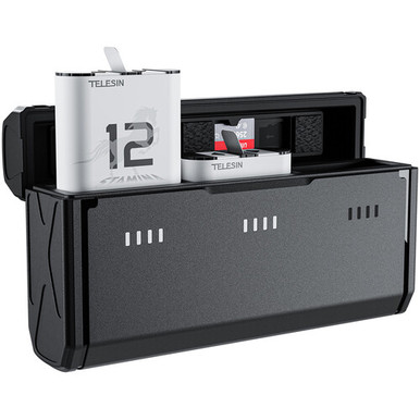 TELESIN Pocket-Size 3-Slot Charger Box & 2 Stamina Batteries Kit for GoPro HERO 12/11/10/9