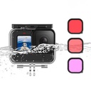 TELESIN Waterproof Housing & Lens Kit for GoPro HERO 13/12/11/10/9 (Purple, Red & Magenta)